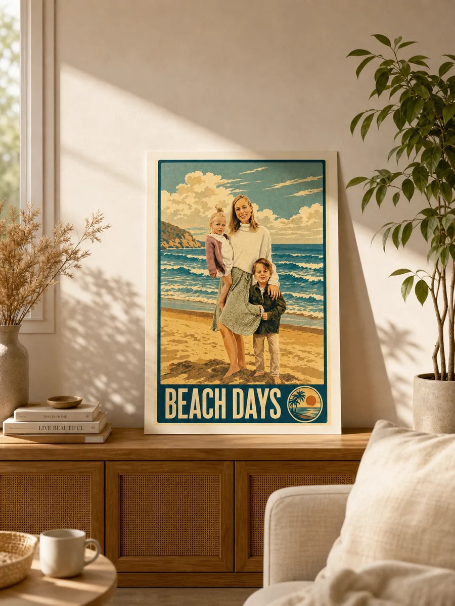 Même chien transformé en illustration sur poster ArtifyMe sans cadre