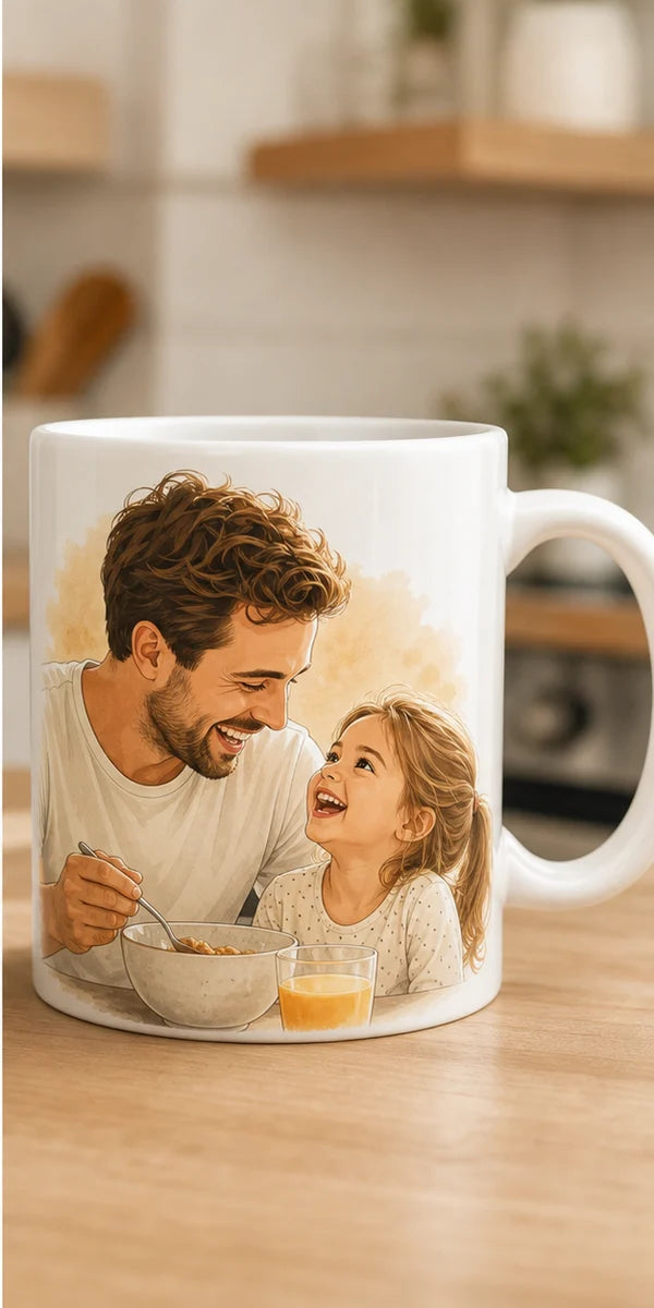Même souvenir familial transformé en illustration sur mug ArtifyMe