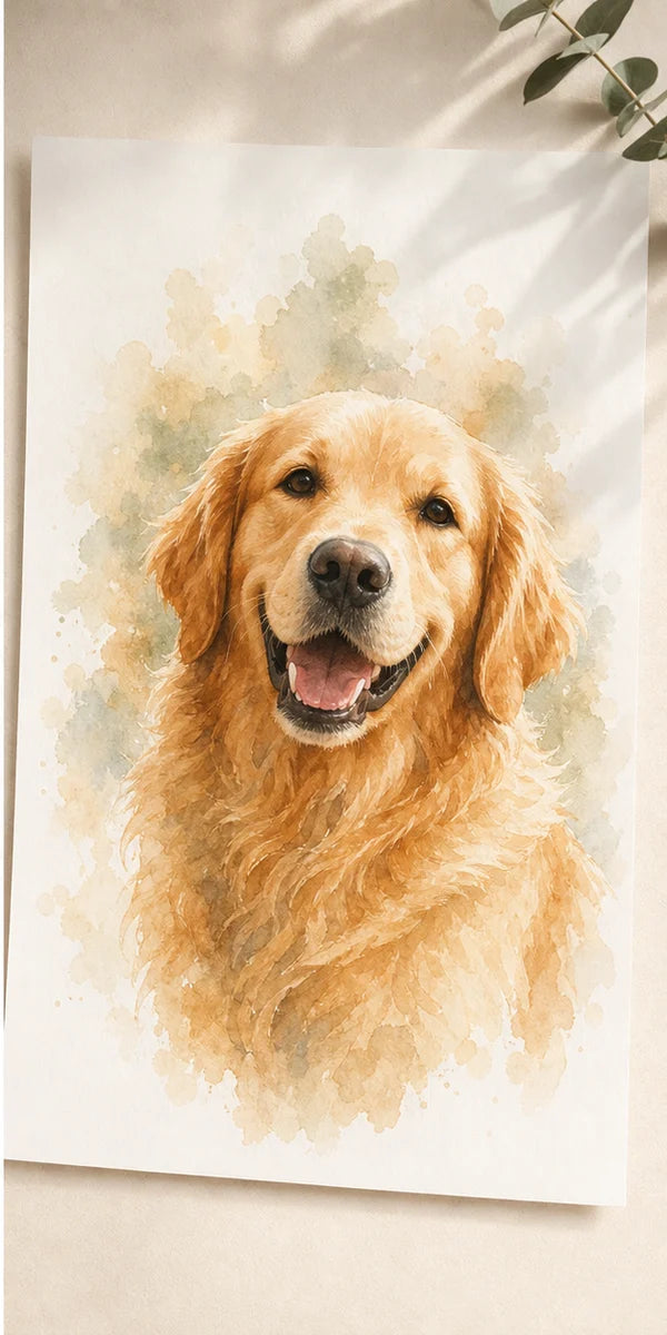 Même chien transformé en illustration sur poster ArtifyMe sans cadre